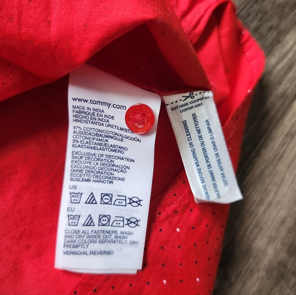 Tommy Hilfiger Polkdadot Red Button-Up Shirt Dress - Picture 5 of 6